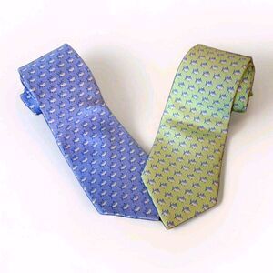 Southern Tide Silk Ties Fish Print Skipjack Blue Green Preppy Fishing Themed